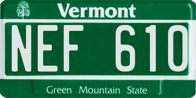 VT license plate NEF610