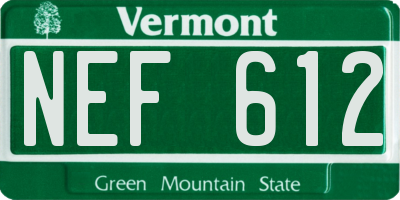 VT license plate NEF612