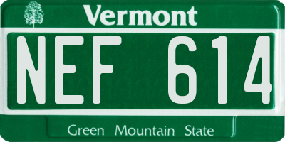 VT license plate NEF614