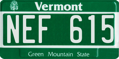 VT license plate NEF615