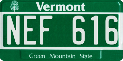 VT license plate NEF616