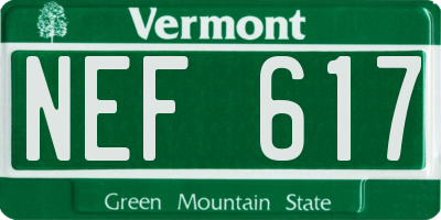 VT license plate NEF617