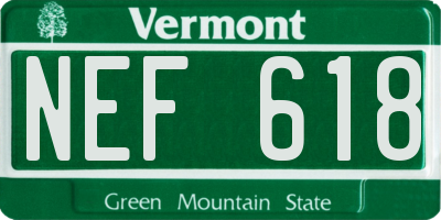 VT license plate NEF618