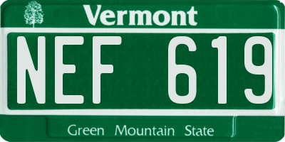 VT license plate NEF619