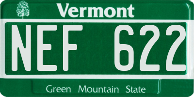 VT license plate NEF622