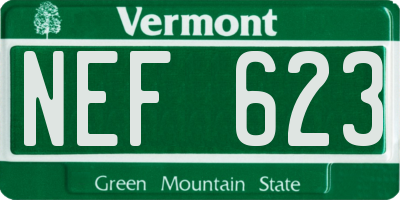 VT license plate NEF623