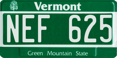 VT license plate NEF625