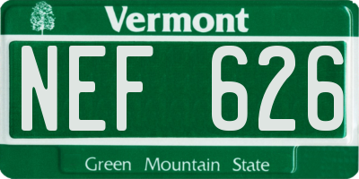 VT license plate NEF626
