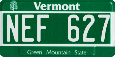 VT license plate NEF627