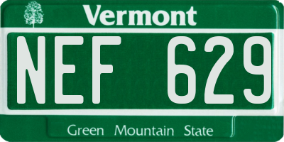 VT license plate NEF629