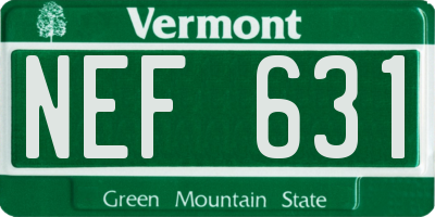 VT license plate NEF631