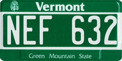 VT license plate NEF632
