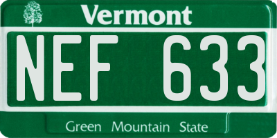 VT license plate NEF633