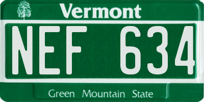 VT license plate NEF634