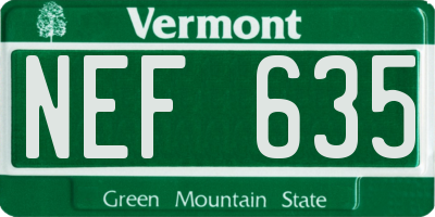 VT license plate NEF635