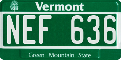 VT license plate NEF636