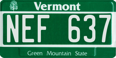 VT license plate NEF637