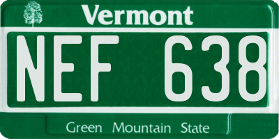 VT license plate NEF638