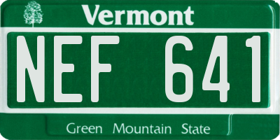 VT license plate NEF641