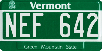 VT license plate NEF642