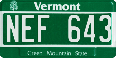 VT license plate NEF643
