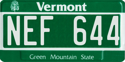 VT license plate NEF644
