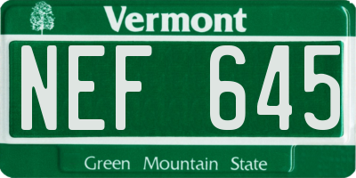 VT license plate NEF645