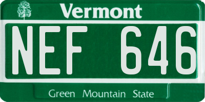 VT license plate NEF646
