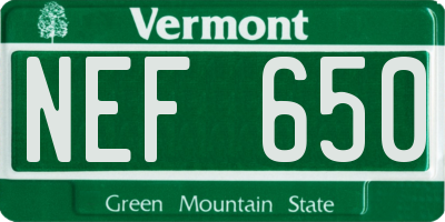 VT license plate NEF650
