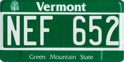 VT license plate NEF652