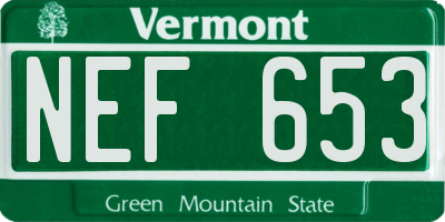 VT license plate NEF653