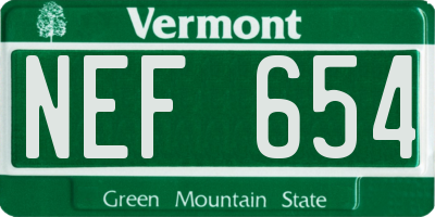VT license plate NEF654