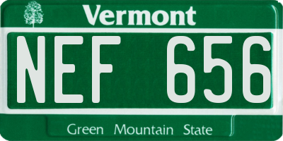 VT license plate NEF656