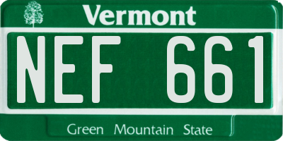 VT license plate NEF661
