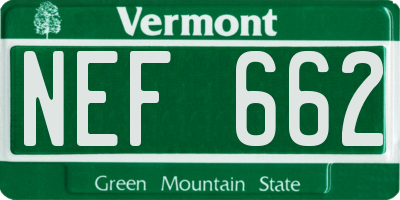 VT license plate NEF662