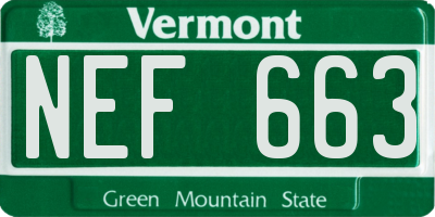 VT license plate NEF663