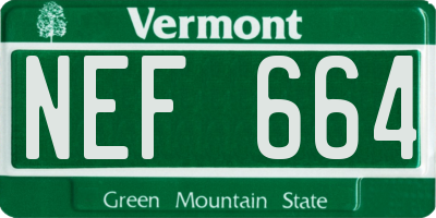 VT license plate NEF664