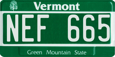 VT license plate NEF665