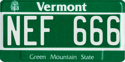 VT license plate NEF666