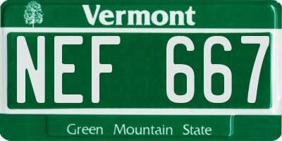 VT license plate NEF667