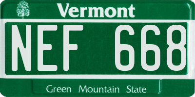VT license plate NEF668