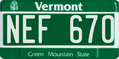 VT license plate NEF670