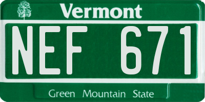 VT license plate NEF671