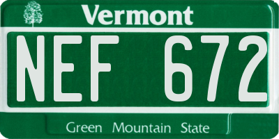 VT license plate NEF672