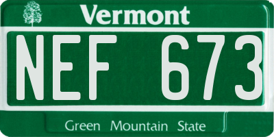 VT license plate NEF673