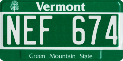 VT license plate NEF674