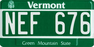 VT license plate NEF676