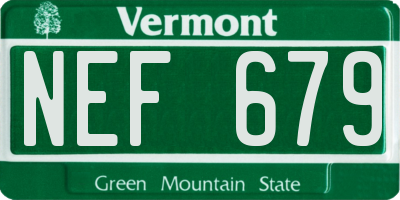 VT license plate NEF679