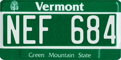 VT license plate NEF684
