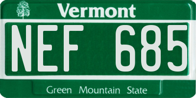 VT license plate NEF685